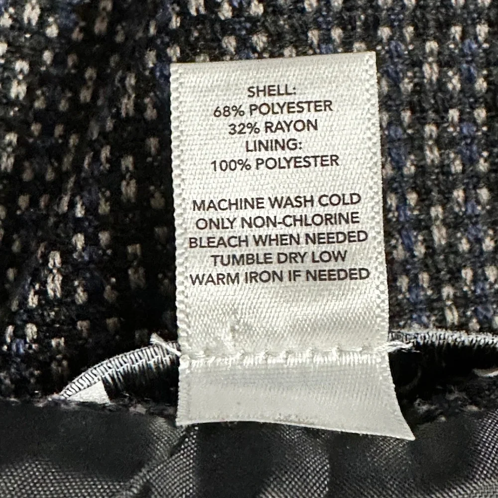 Ann‎ Taylor LOFT Petite Black Blue Geometric Print A-Line Skater Skirt Sz 12